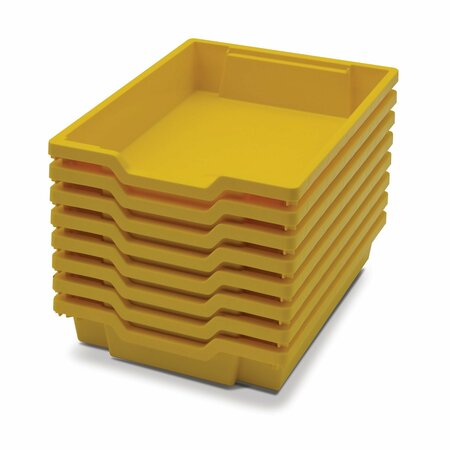 GRATNELLS Shallow F1 Tray, Sunshine Yellow, 12.3in. x 16.8in. x 3in., Heavy Duty, 8PK F0102P8